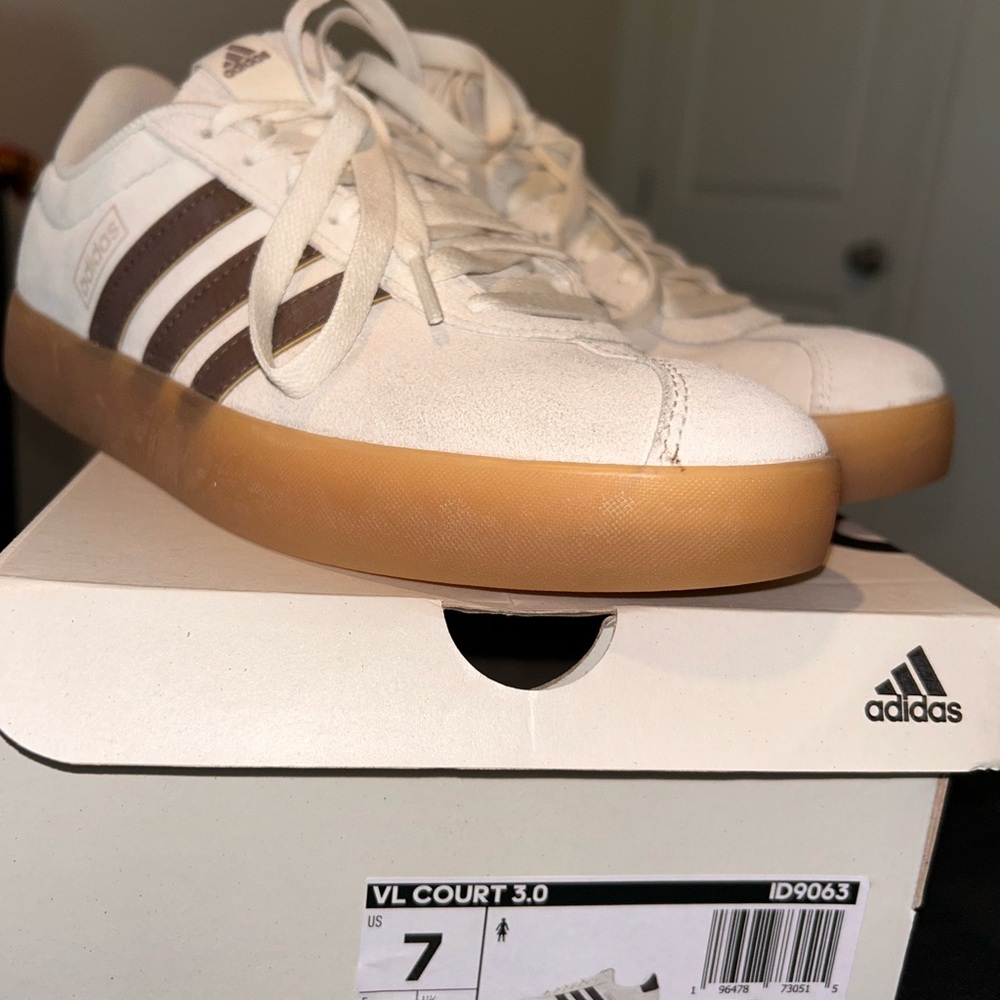 Adidas VL Court 3.0 White and Brown Sneakers